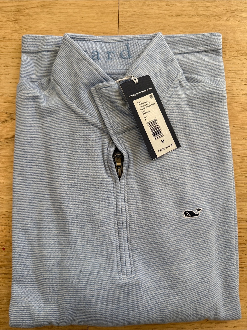 Vineyard Vines Light Blue Stripe ¼ Zip